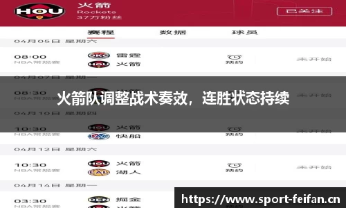 火箭队调整战术奏效，连胜状态持续